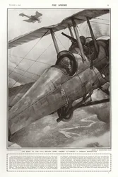 Britische Armeeflieger des RFC greifen ein deutsches Eindeckerflugzeug an, Erster Weltkrieg